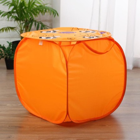 Basketball basket with handles and lid, orange color