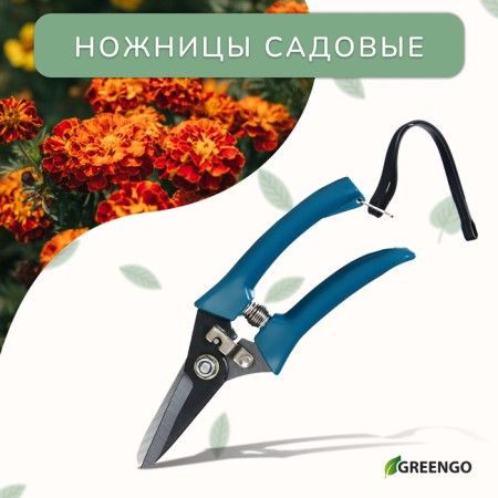 Garden scissors, 7 "(18 cm), with Teflon coating, plastic handles, Greengo