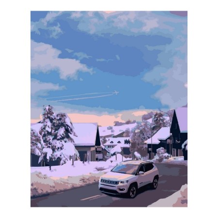 Picture on numbers on cardboard 40 × 50 cm "Winter Morning"