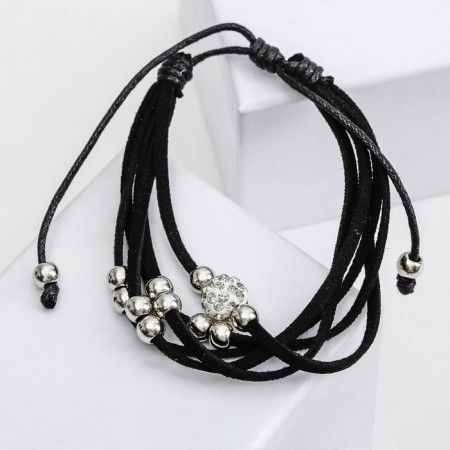 Bracelet Skin "Shambhala" 5 threads, suede, black color, d = 8 cm-1