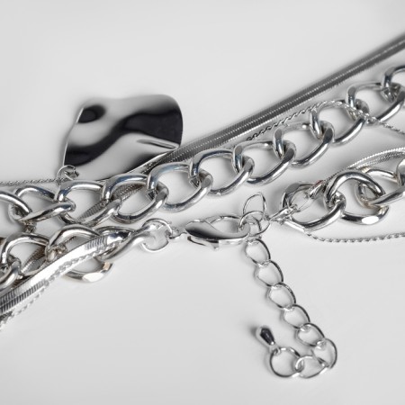 Pens "chain" crumpled metal, silver color, 45cm-1