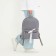 School textile school backpack with a white tape, 38x29x1 cm, gray color, lightning department
