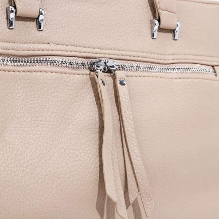 Luggage bag on lightning, 2 outer pockets, beige color-5