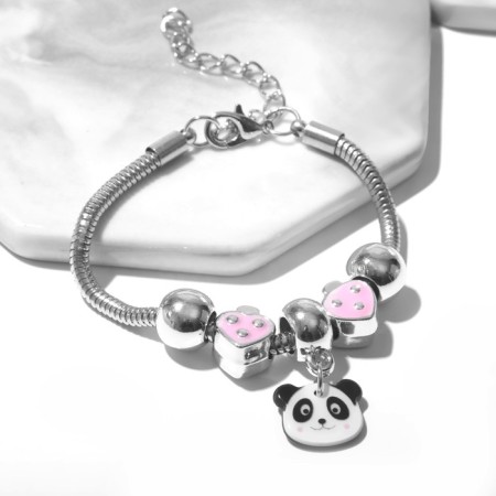 Bracelet Children's "chosen" hearts, suspension mix, colored in silver