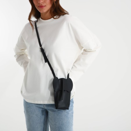 Female Cross-Bodi Bag on the button, black color-6