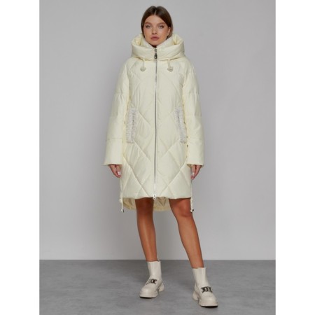 Coat insulated winter female, size 48, color light yellow