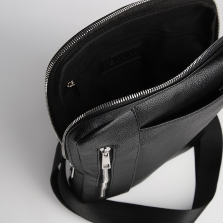 Male bag over the shoulder, Textura, artificial leather, black color-5