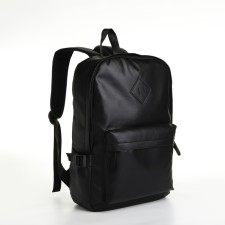 City backpack of artificial leather with lightning, 3 pockets, black color