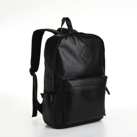 City backpack of artificial leather with lightning, 3 pockets, black color