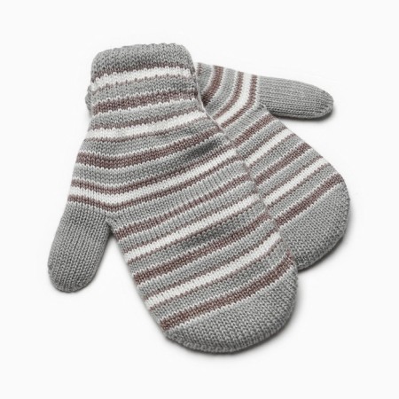 Mittens for the boy are double, gray with brown, size 17-1