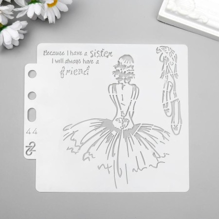 Plastic stencil "Ballerina and Poins" 13x14 cm