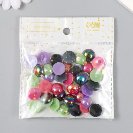 Decor for creativity Plastic "Half -Pesterpoline Tsvetn. Purvalum" set40 pcs 1.4x1.4x0.4 cm mix-3