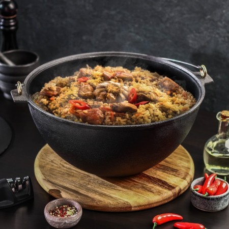 Kazan cast -iron magma, 7 l, with an arc, an aluminum cover-3