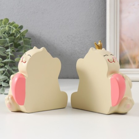 Book holders Polystone "Catcam with heart" set 2 pcs 9x11x11 9x11x12.5 cm-2