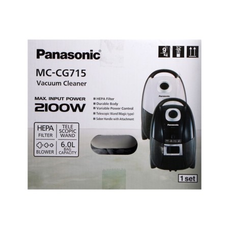 Vacuum cleaner Panasonic MC-CG715W, bag, 2100/380 W, 6 l, cord 5 m, black and white-17