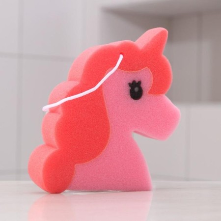 Body sponge "unicorn", pink color-1