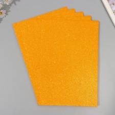 A set of glitter foamiran (5 sheets) 2 mm, 20x30 cm, orange mother of pearl