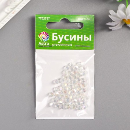 Бусины стеклянные 4х4 мм, Z-439, (набор 40 шт) (849белый)-3