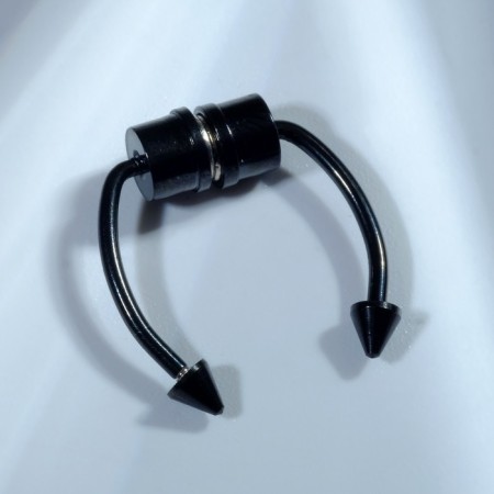 Nose piercing (fake for septum) with interchangeable nozzles, on magnet, l = 12 mm, black color-1