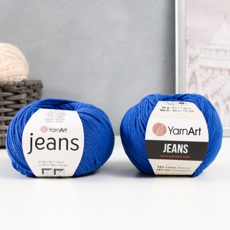 Yarn "Jeans" 55% cotton, 45% acrylic 160m/50g (47 cornflower)