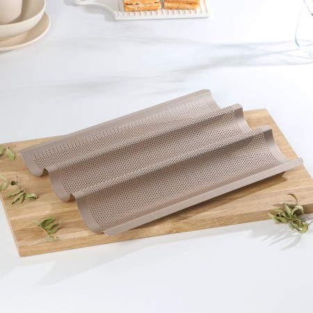 Baga baking dress Gold perforated, 38.5 × 28.5 × 3.5 cm, anti -stick coating, gold color-2