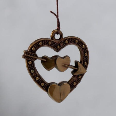 Wind Music Metal "Heart with an arrow" 3 bells 40 cm-3