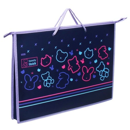 Folder for drawings and drawings A3, 460 x 345 x 50 mm, with plastic handles, lightning from above, Hatber "My Bear"-1