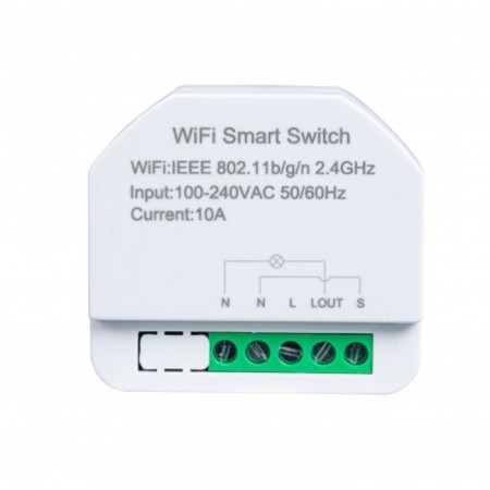 Smart mini relay Sibling PowerSwitch-M, Wi-Fi, 10A, 220V, single-channel, white