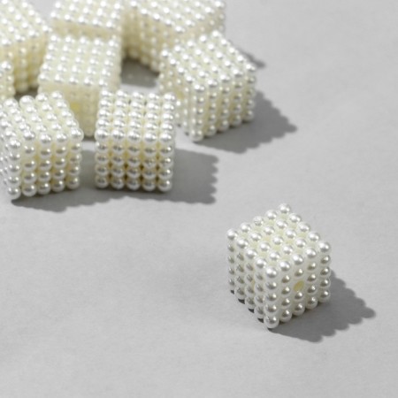 Plastic “Cube” beads 1.2 × 1.2 × 1.2cm, (set 10 g), white color-1