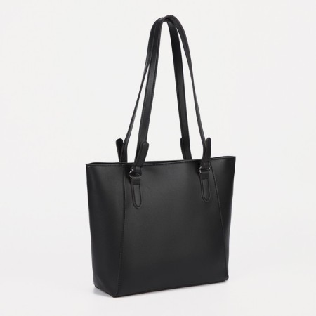 Bag Women's Tout with zipper, external pocket, black color-1