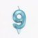Candle in the Cake "Fine", number "9", blue metallic, 6.5 cm