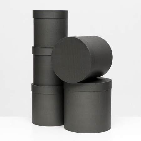 Set of round boxes 5 in 1 "paints", black, 25 x 25 x 25 - 19 x 19 cm 19 cm