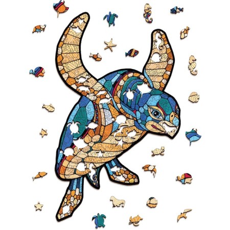 Wooden, curly puzzle Ewa sea turtle-10