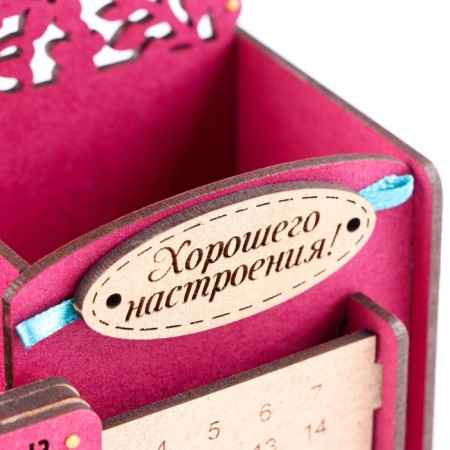 Calendar-penis "Summer flowers", plum-gold, 17x7.5x12 cm, MDF-4