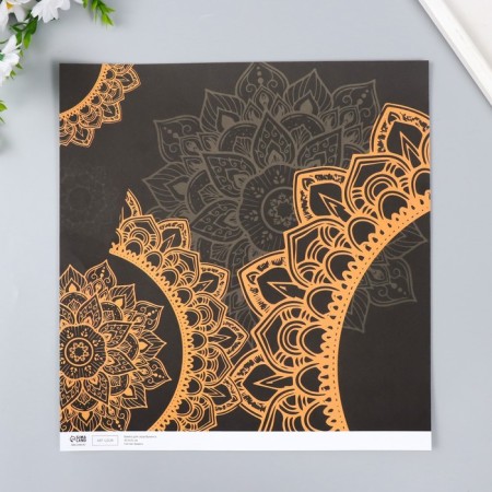 Scrapbooking paper bilateral "Mehendi and geometry silver" tights 180 g 30.5x32cm-3