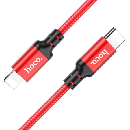 Hoco X14, Type -C cable - Lightning, 3.0 A, 3 m, fast charging, nylon braid, red
