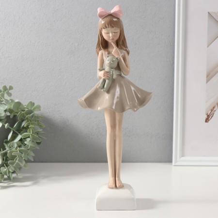 Souvenir Polystone "Baby in a dress with a bear in hands" 12.2x9.4x32.3 cm