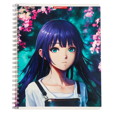 A notebook of 60 sheets in a cage on the crest "Girl Spring", cover Combined Cardboard, Uf-Loks, Mix-5