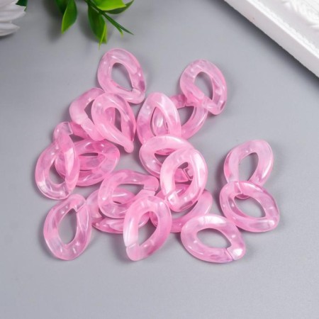 Decor for creativity plastic "Ring for the chain" Pastel Pink set 25 pcs 2.3x1.65 cm-2