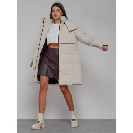 Coat insulated winter female, size 50, beige color-10