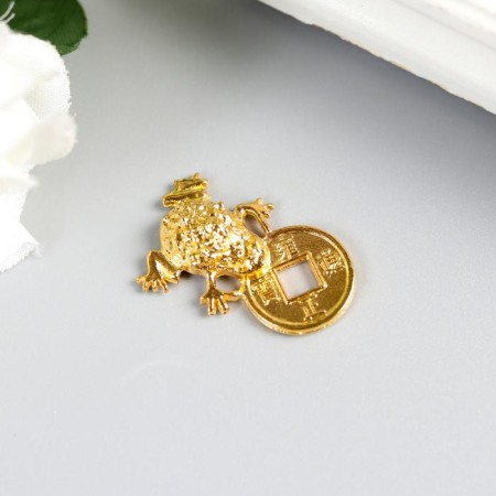 Souvenir Metal "Toad with coin" gold 3x4x1 cm-1