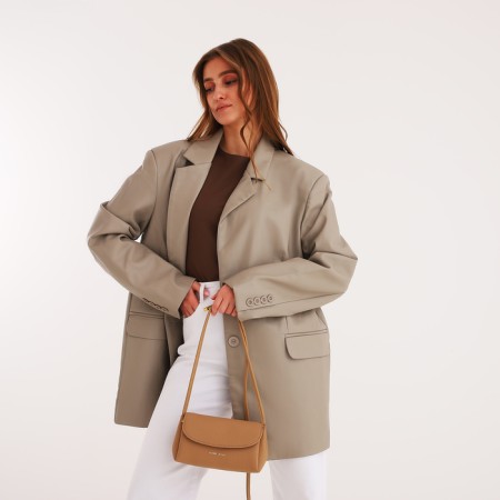 Bag Women's Messenger on magnet, beige color-4