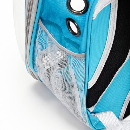The backpack for carrying animals is transparent, 31 x 28 x 42 cm, blue-10