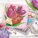 Diamond mosaic with partial filling on the casket "Tulips", 14 x 14 cm