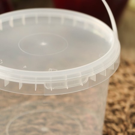 A plastic disposable bucket with a lid, 500 ml, d = 10.9 cm, a height of 8 cm is transparent, 500 pcs/units.-2