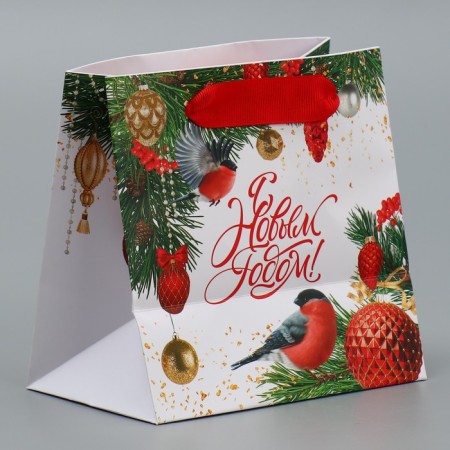 Laminated square “Bright paints”, 14 x 14 x 9 cm, New Year-3