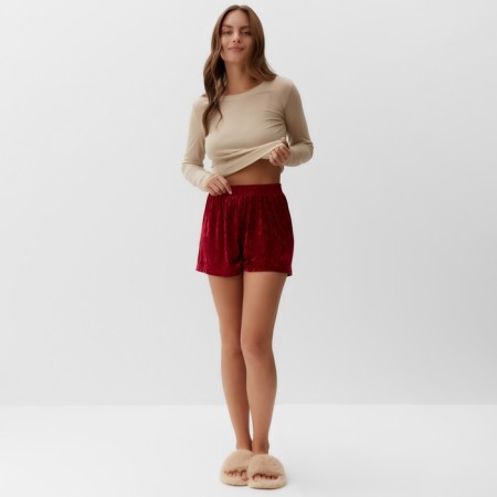 Home Home (longsliv and shorts) KAFTAN "velvet", 44-46, Bordeaux/beige-1