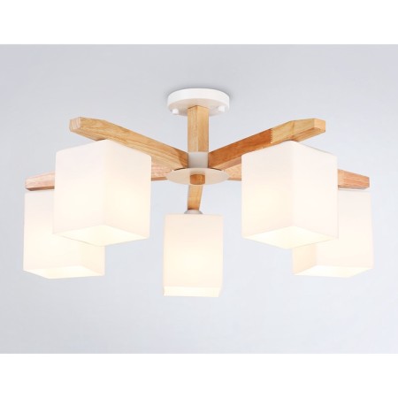 Suspended chandelier Ambrella TR83118/5 WH/LW, E27, 5x40W D700x325 mm, white, light wood-2