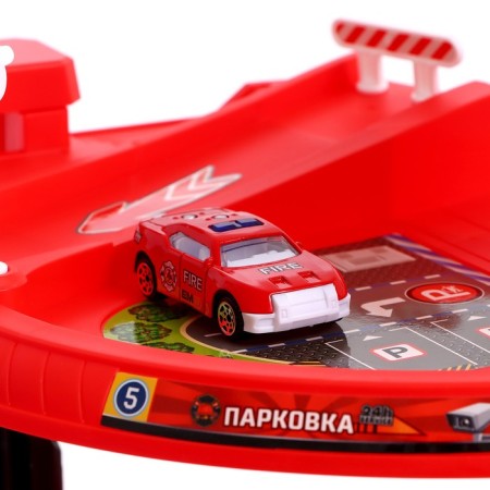 Parking "Fire Station", light, sound, elevator, with metal machines and helicopter-8
