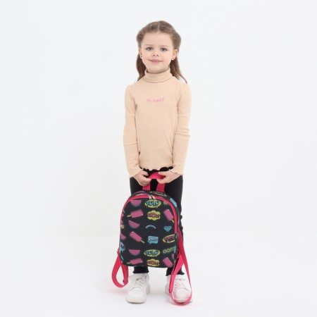 Baby backpack on lightning, black/pink color-2